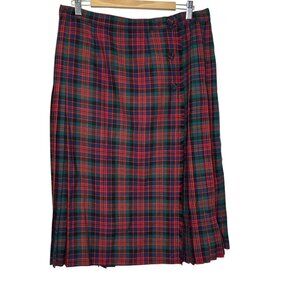 Vintage Wool Women’s Kilt Size Large Plaid Red Green Blue Scottish Wool Canada